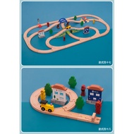 Wooden Train Track Simple Set Educational Toys Track Car Boy Compatible with brio Mi Rabbit hape Building Blocks