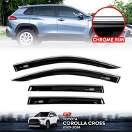 กันสาด คิ้วกันสาด กันสาดประตู รุ่น r Toyota Corolla Cross (โตโยต้า โคโลล่า ครอส) 2020-2023  สีดำ ตัด