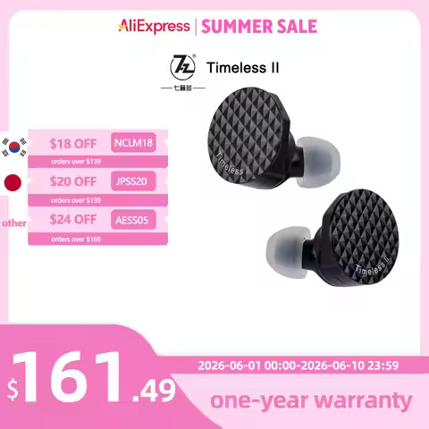 7Hz Timeless II Upgraded 14.5mm Planar Magnetic Driver IEM Hifi Wired Earbuds with Tunable Nozzle 7N