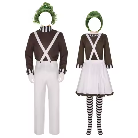 Movie Loompa Oompa Cosplay Costume with wig Adults Chocolate Factory disguise Clothing Halloween Car