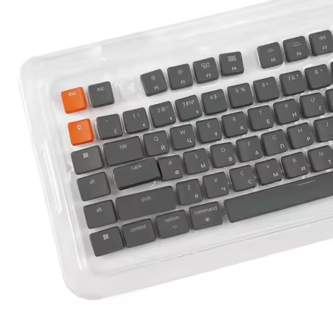 YMDK 117 Russian Backlit Low Profile Gray Orange ABS Keycaps Compatible with Keychron K1 K3 K5 Low P
