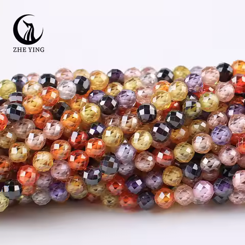 Zhe Ying 4mm Luxury AAA Zircon Beads Small Tiny Natural Stone Fashion Diy Bracelet Necklace Earring 
