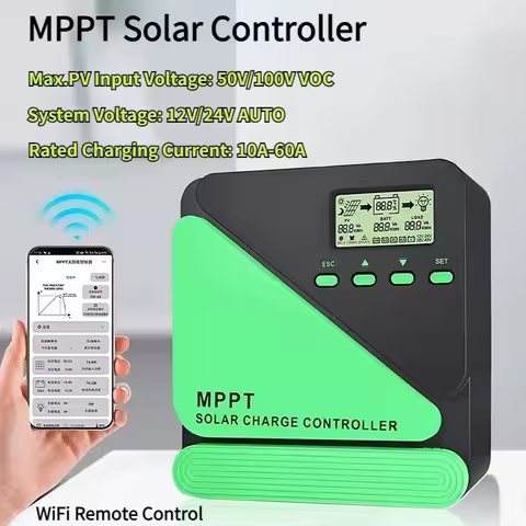 MPPT Solar Charge Controller 12V 24V Auto WiFi Solar Panel Regulator 60A 50A 40A 30A 20A 10A Dual US