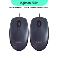 [2 Units] Logitech M90 Wired USB Mouse, 1000 DPI Optical Tracking, Ambidextrous PC / Mac / Laptop - 