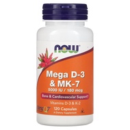 NOW Foods Mega D-3 & MK-7 5000 IU / 180 mcg Capsules