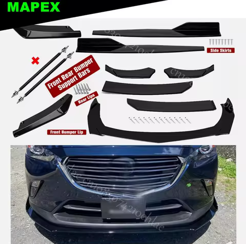 For Mazda CX-3 CX-5 CX-7 Front Rear Bumper Lip/ Spoiler Splitter Body Kit Side Skirt Glossy Black