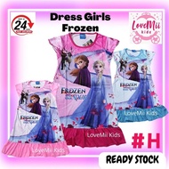 Frozen Elsa Princess Dress Kids Pyjamas Ready Stock 4-9y/Baju Kanak-kanak Perempuan Frozen Elsa