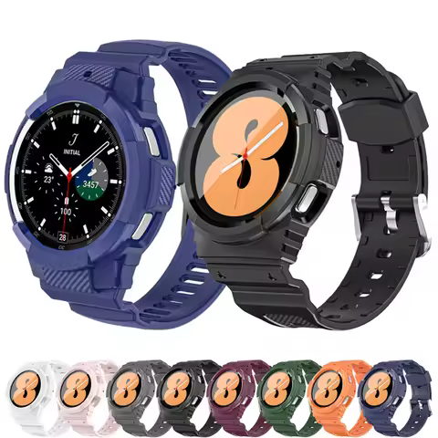 Carbon fiber Band for Samsung Galaxy Watch 4 44mm 40mm TPU Rugged Case+bracelet correa Galaxy Watch 