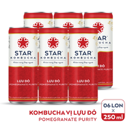Lốc 6 lon Nước Trái Cây Star Kombucha Vị Lựu Đỏ 250Ml Star Kombucha Pomegranate Purity 250Ml