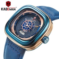 KADEMAN Men's Watch Square Design Sports 3TAM Fashion Leather Wristwatches NEW Business Casual Quartz