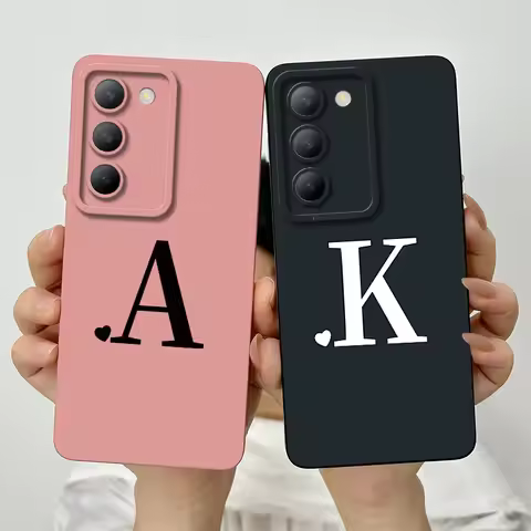 For Vivo Y100 5G Case vivo V30 lite 4G Phone Case Vivo V40 SE Y100 4G Cute Initial Letters Square Si
