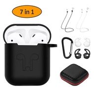 TF 7 in 1 Strap Holder & Silicone Case Cover for Apple Airpods Air Pod Earpods Accessories