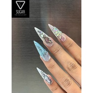 WHITE SILVER TEXTURED UP NAILS (DESIGNED NAILS)