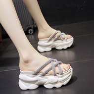 (available 34-39) thick-soled sandals with criss-cross straps studded with stones, soft, light and e