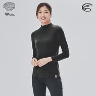 ADISI 女美麗諾混紡羊毛高領彈性保暖衣AU2021032 (S-XL) (抗靜電 抗菌 抑菌 消臭 透氣 發熱衣 衛生衣)S濃墨黑