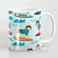 Beagle surfing pattern hadiah hewan peliharaan lucu pecinta anjing beagle Coffee Mug