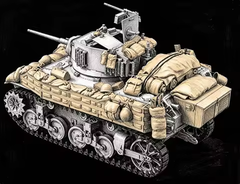 Precision Cast Resin Model Assembly Kit, 1/35 American M5A1 Stuart Light Tank Stockpile, Unpainted (
