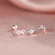 S999 Silver Bow Earrings All-Match Daily Commuter Girlfriends Girls Earrings Niche Design Snail C011