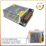 AC 110-220V To DC 12V 5A 60 Watt Power Supply