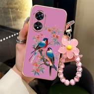 Case For OPPO A17 A97 A38 A18 A60 A98 5G phone case with bird pattern 2025 new bracelet Shockproof s