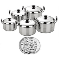 America High Pots Panci Set Exclusive 5 Pcs Dilengkapi Tutup dan Steamer/Kukusan/Langseng  - New Dut