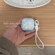 Light Blue Lily Pattern Case for AirPods Pro3 AirPods Pro2 Pro 4 3 2 1 Apple Earphone Case Second-ge