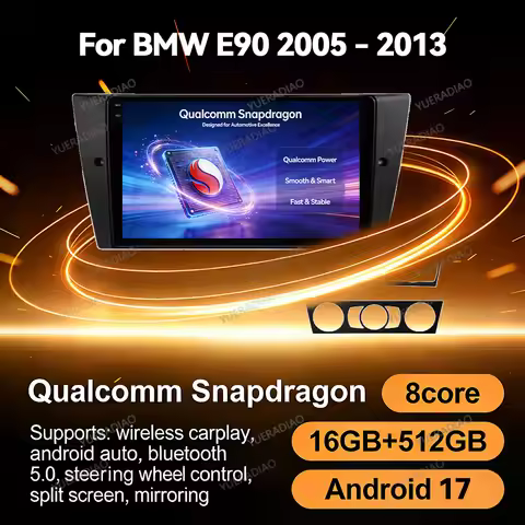 Android 17 Car Radio For BMW 3 Series E90 E91 E92 E93 2006 - 2012 Carplay & Android Auto Multimedia 
