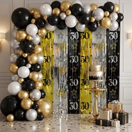 2/1pcs 30th Birthday Foil Curtain 2m×1m 30/50th Black Silver Foil Fringe Curtain Birthday Party Wedd