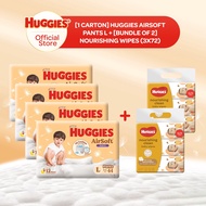 [1 Carton] Huggies Airsoft Pants L + [Bundle of 2] Nourishing Wipes (3x72)