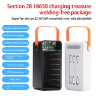Quick Charge 22.54W DIY 24x 18650 Battery Power Bank Case Powerbank Holder Shell Portable Battery Storage Box With LCD Display