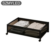 Under Bed Storage Drawer Storage With Wheels Metal Mesh Transparent Visual Dust Cover Under Bed Stor