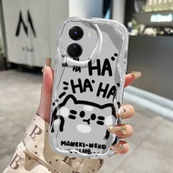 HP Phone Case For VIVO Y16 VIVO Y35 Y35 5G Y56 5G Case cat haha Case cream Airbag protects mobile ph