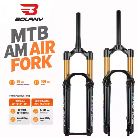 BOLANY AM Mountain Bike Air-sprung Suspension Fork BOOST Adjustment Damping QR/TA 160mm Travel 26/27