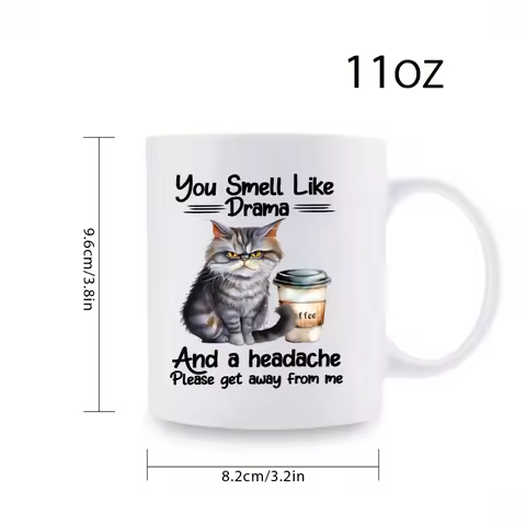 1 Pcs 11 Oz 350 Ml Humorous Cute And Funny Kitten Ceramic Mug With Gift Box Creative Coffee Mug, Luc