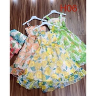 H06 Floral dress with 2 straps and ruffles