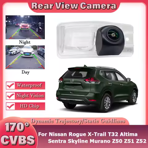 HD CCD 170°Fisheye Dynamic Trajectory Car Rear View Camera For Nissan Rogue X-Trail T32 Altima Sentr