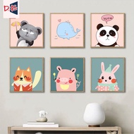 DROFE Animals Cartoons Children's DIY Painting By Numbers Home Decor Canvas With Frame (20 x 20cm/30 x 30cm)