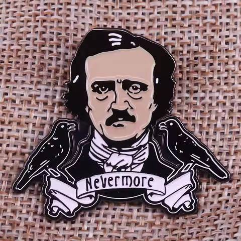 Edgar Allan Poe lapel pin Nevermore Badge Goth Literary Gift Poe Lover Raven Poem Edgar Allan brooch
