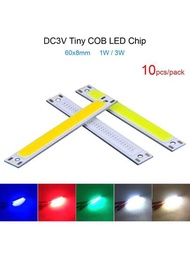 10 顆 60x15mm 12v 1w 微型 Cob Led 燈晶片帶電阻暖冷白紅藍綠橙粉色 Diy Led 照明 Dc12v