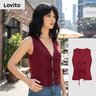 Lovito Women's Summer Lace Up Tank Top Casual Blouse L112ED539