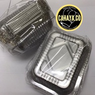 4012 Rectangular Aluminium Foil Tray 10pcs With Clear Plastic Lid