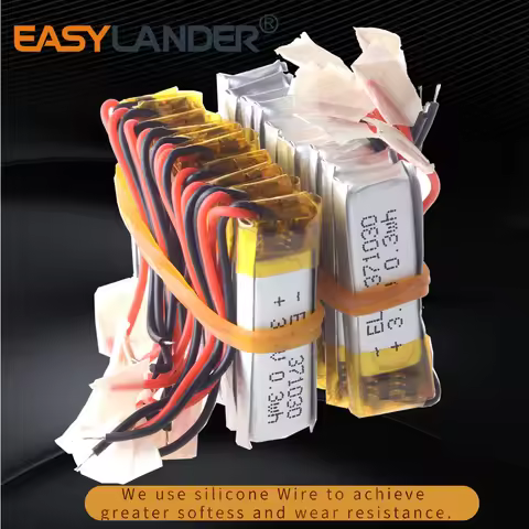 10pcs/Lot Silicone Wires 371030 3.7V 0.3wh Rechargeable Lithium Li-ion Polymer Battery 401030