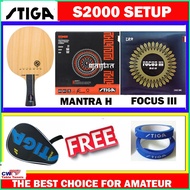STIGA S2000 Table Tennis Blade (5 Ply Wood OFF) + MANTRA H Spin-Elastic + 729 Friendship Focus 3 SET
