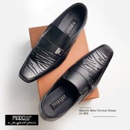 Marelli Sepatu Slip On Pantofel Formal Pria Kulit with Metal Buckle - LV 065 Black