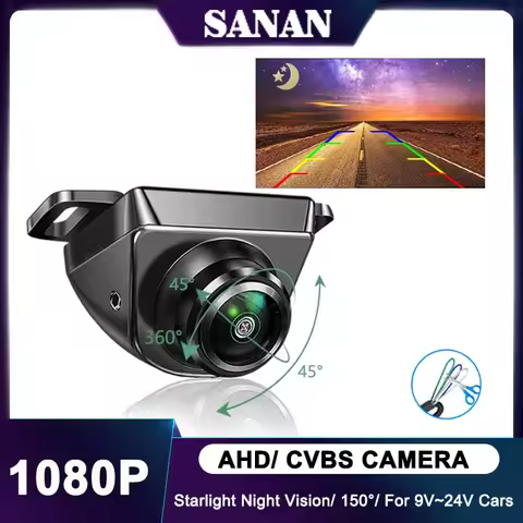 1080P AHD CVBS Car Backup Camera 360° Roatation Lens Super Night Vision Vehicle 9-24V Front/ Rear/ S