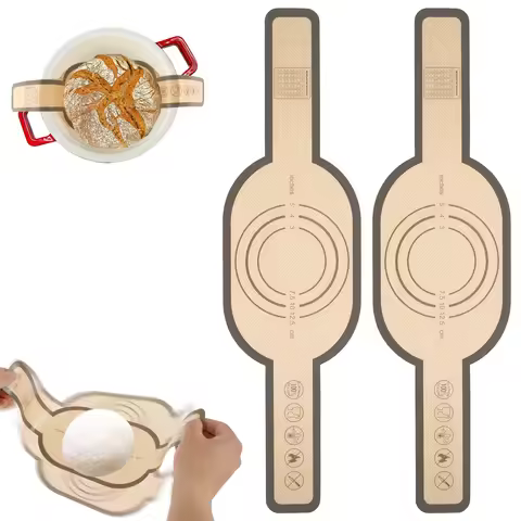 2Pcs Silicone Bread Sling Non Stick Silicone Baking Mat Long Handle Heat Resistant Sourdough Bread S