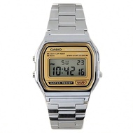 Men's/Women's Sporty Fashion Digital Watch A158WEA-9, Retro Stainless Steel Strap Square Dial Watch,