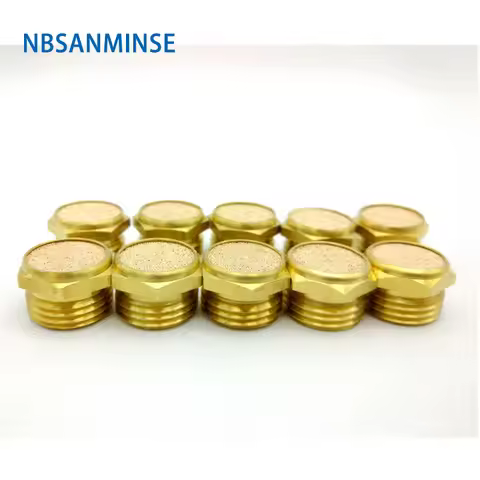 10Pcs/lot NBSANMINSE V-A Type Series Pneumatic Muffler Brass M5 1/8 1/4 3/8 1/2 3/4 1 Fitting Exhaus
