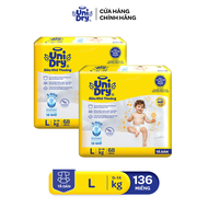 Combo 2 TÃ DÁN UniDry Siêu khô thoáng gói Super Jumbo mới size M76/L68/XL62
