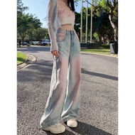 1809 People Collection High Waist Blush Floor-mopping Jeans Women 2025 Spring Autumn High Street Str